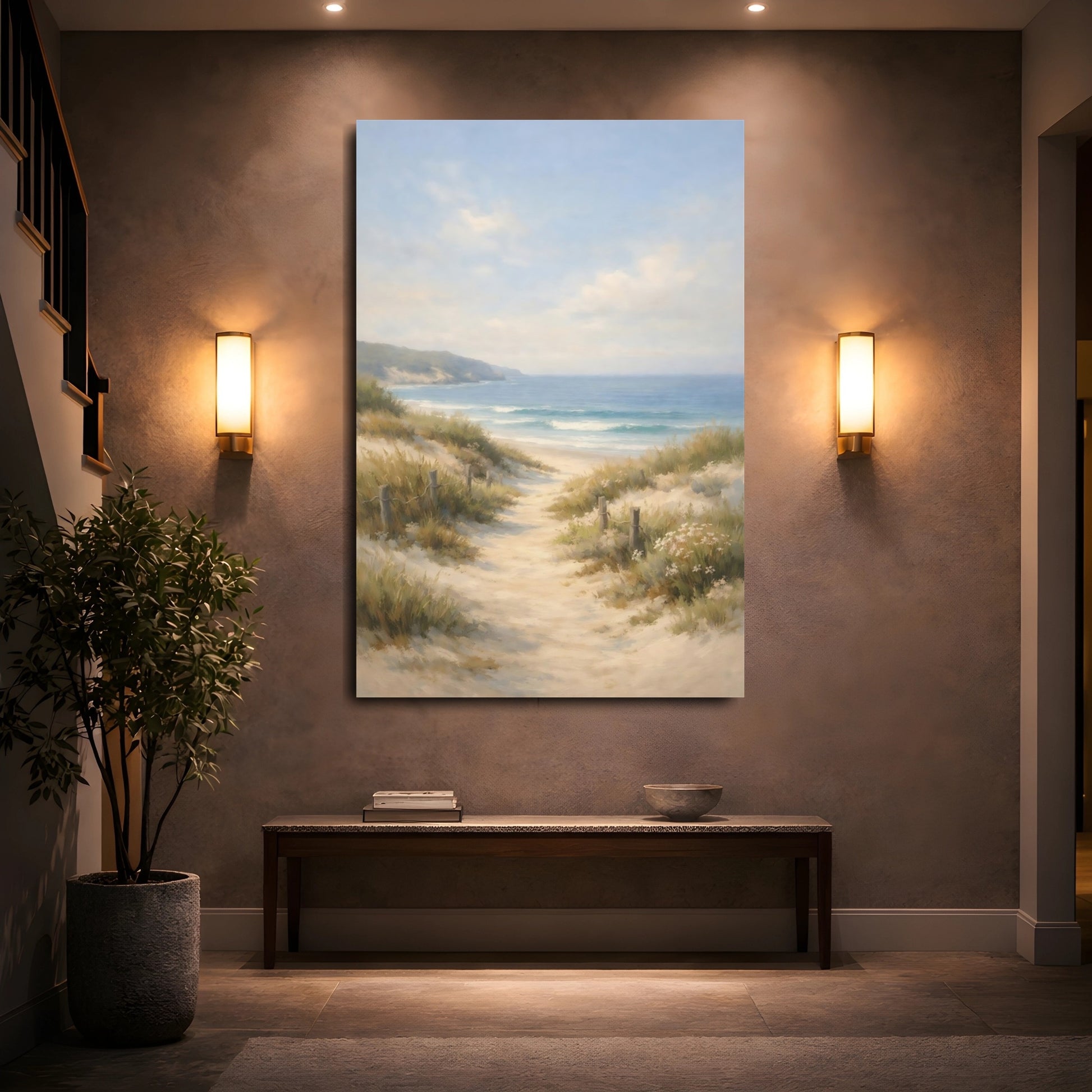 Mockup 4. Nature Beach Path Coastal Path shown as stretched canvas wall art