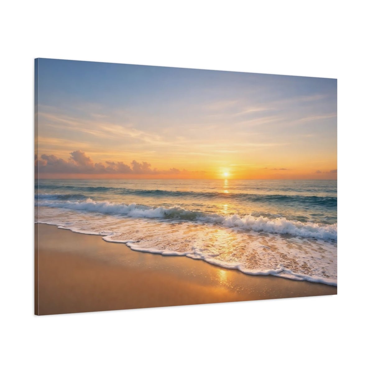 Nature Beach Sunset Orange Blue - Canvas Wall Art Print - YesArtYes