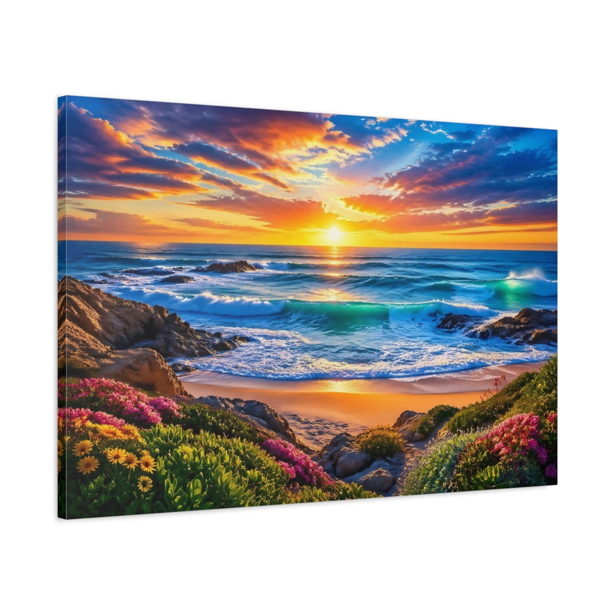 Main Mockup. Nature Beach Sunset Sunset Beach shown as stretched canvas wall art