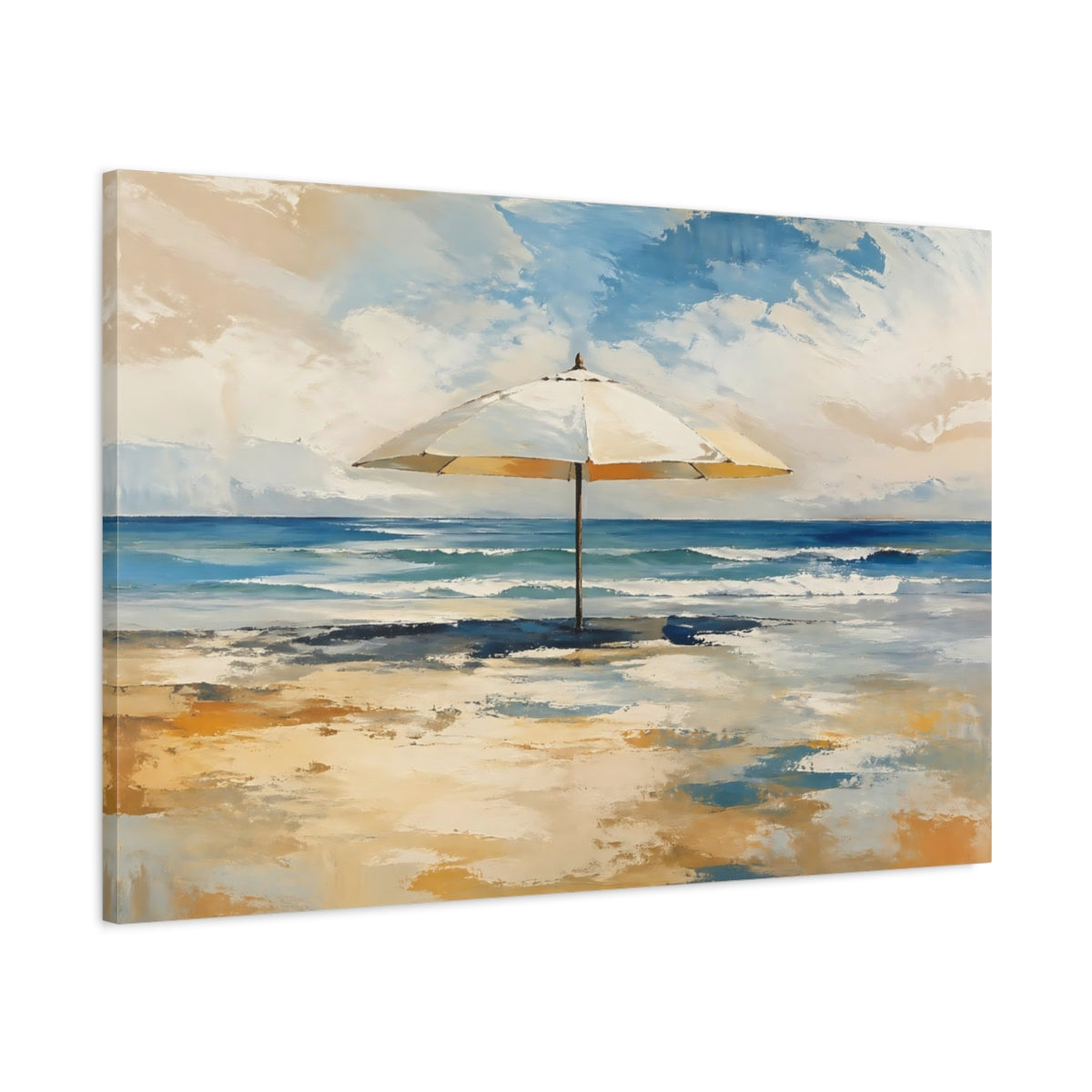 Main Mockup. Nature Beach Umbrella Beach Umbrella Blue shown as stretched canvas wall art
