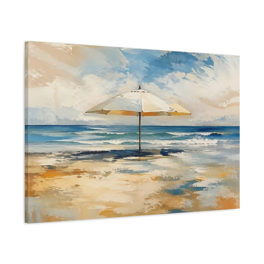 Main Mockup. Nature Beach Umbrella Coastal Beach Art shown as stretched canvas wall art
