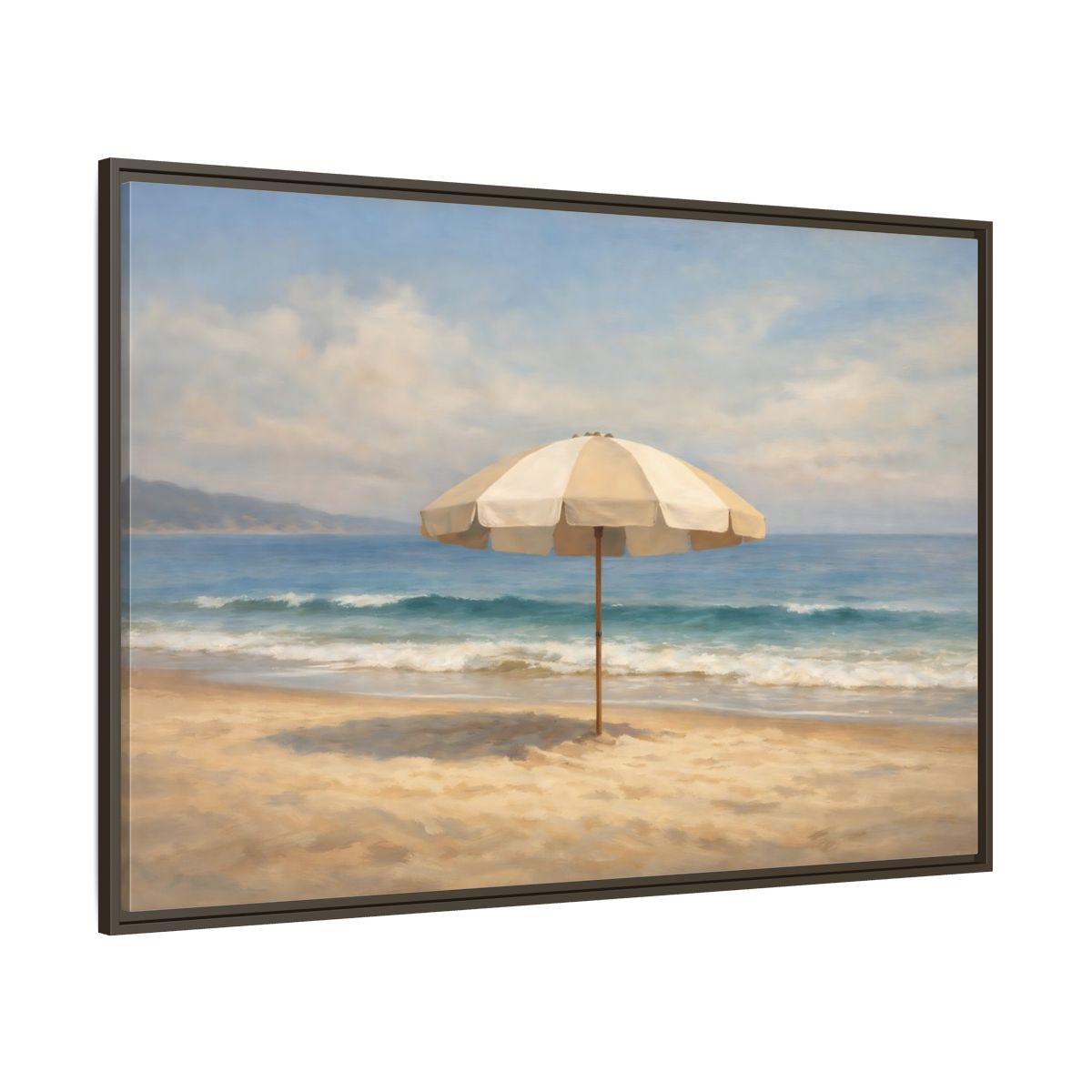 Main Mockup. Nature Beach Umbrella Coastal Beach shown as stretched canvas wall art