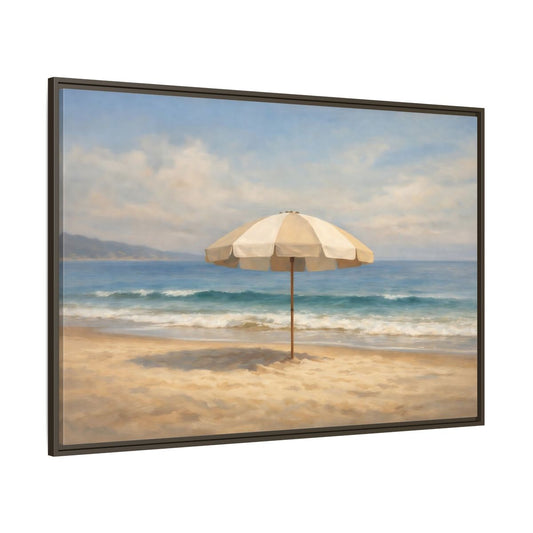 Main Mockup. Nature Beach Umbrella Coastal Beach shown as stretched canvas wall art