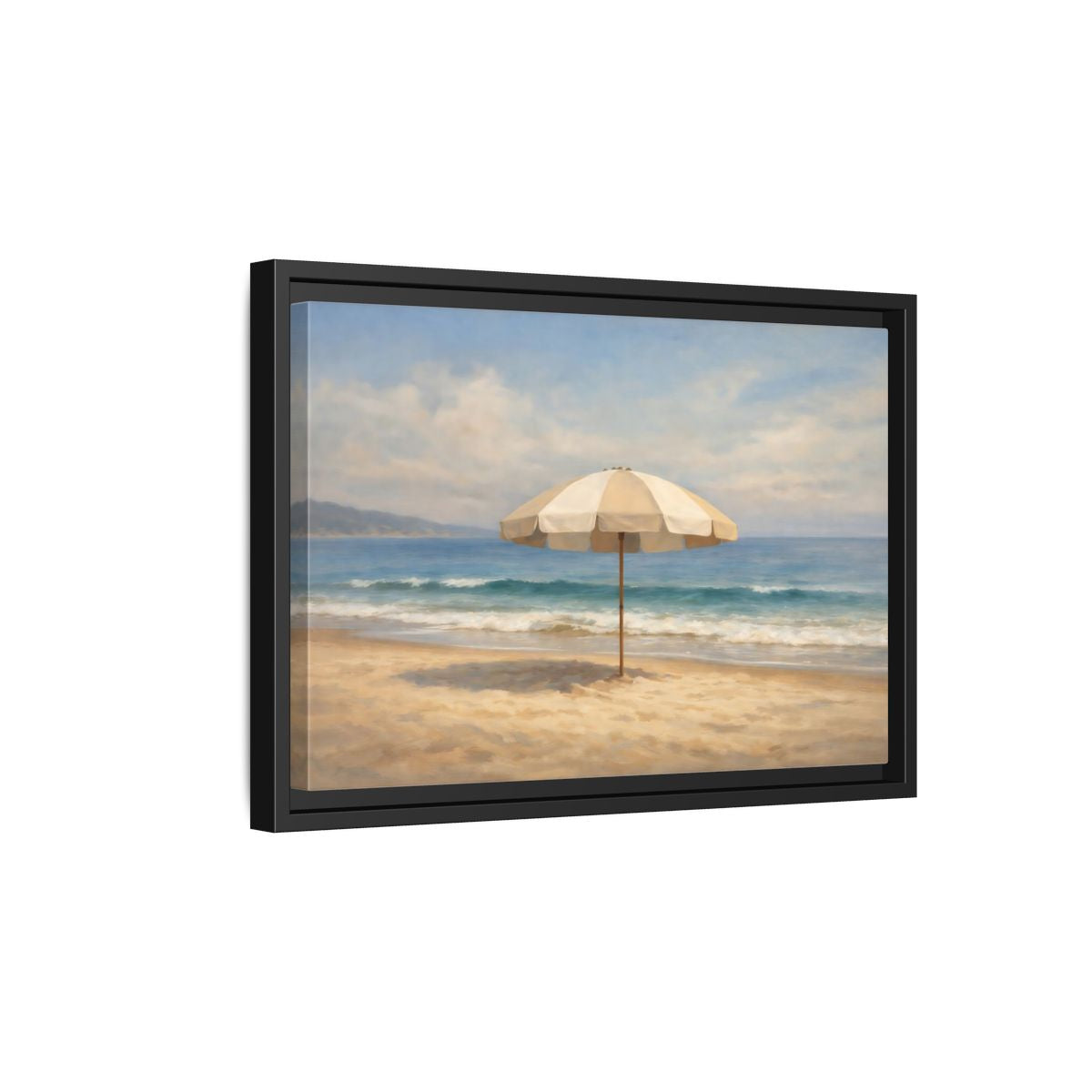 Side Mockup 6. Nature Beach Umbrella Coastal Beach shown as stretched canvas wall art