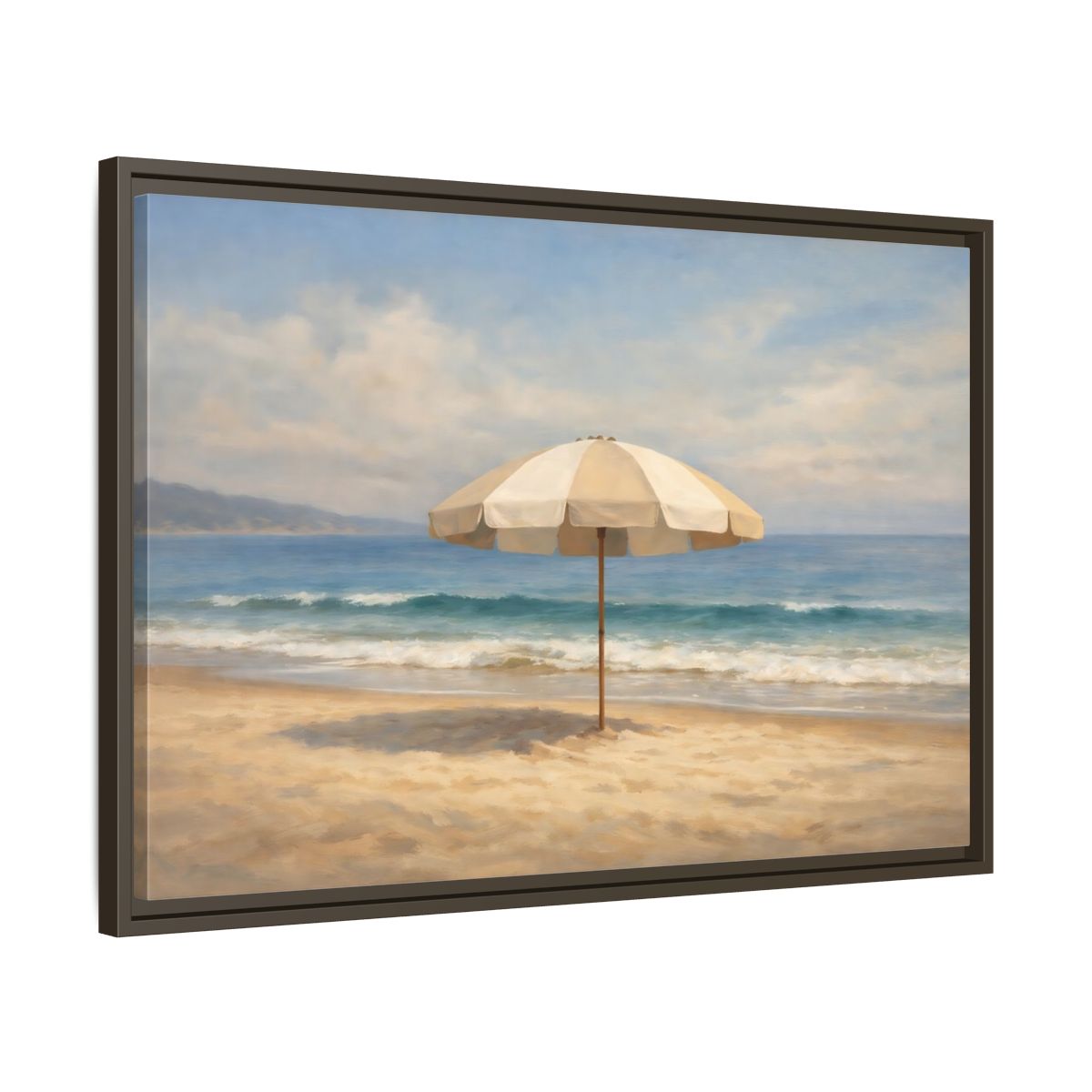 Side Mockup 11. Nature Beach Umbrella Coastal Beach shown as stretched canvas wall art