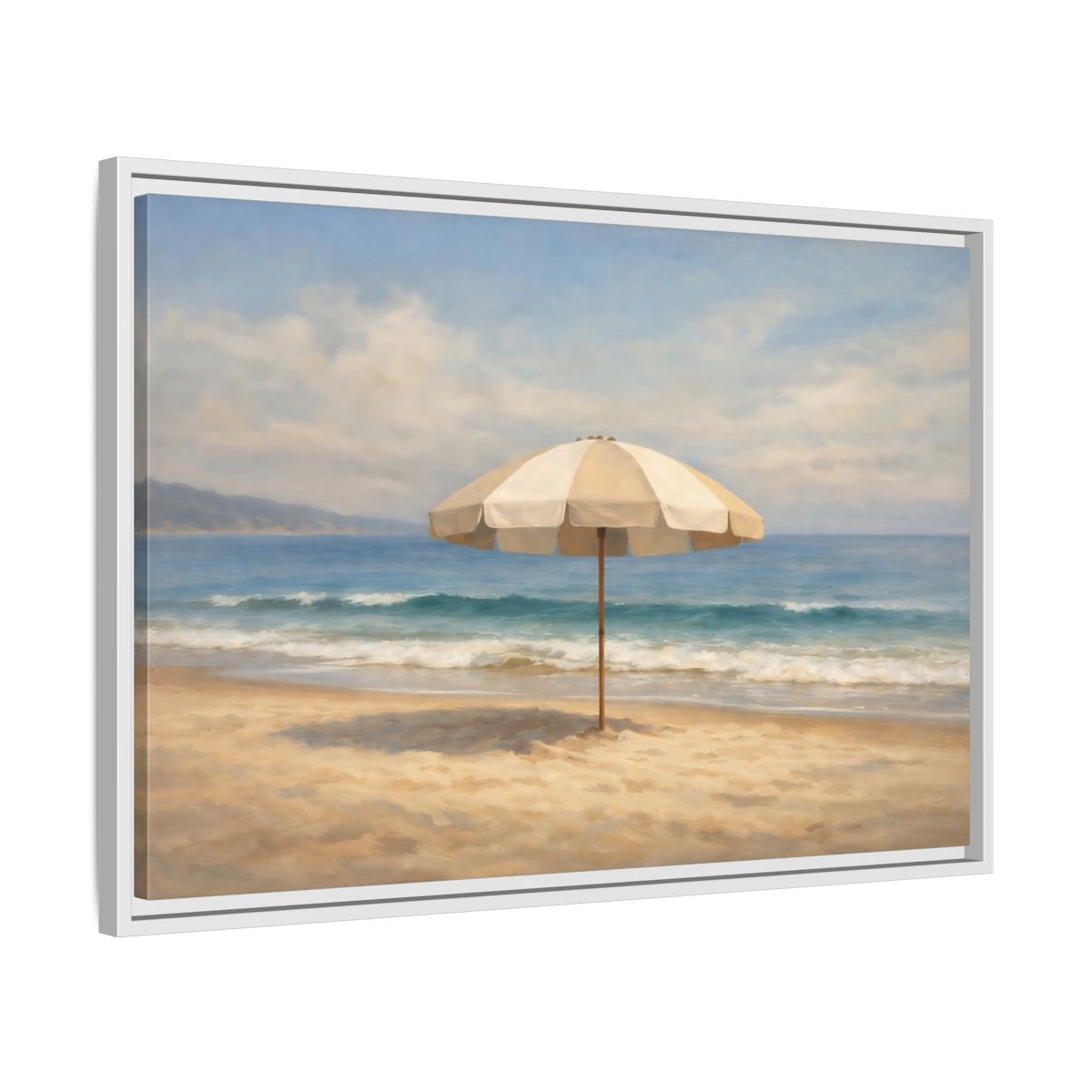 Side Mockup 10. Nature Beach Umbrella Coastal Beach shown as stretched canvas wall art