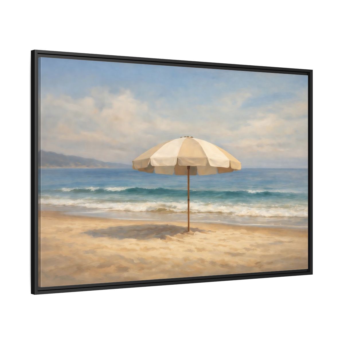 Side Mockup 12. Nature Beach Umbrella Coastal Beach shown as stretched canvas wall art