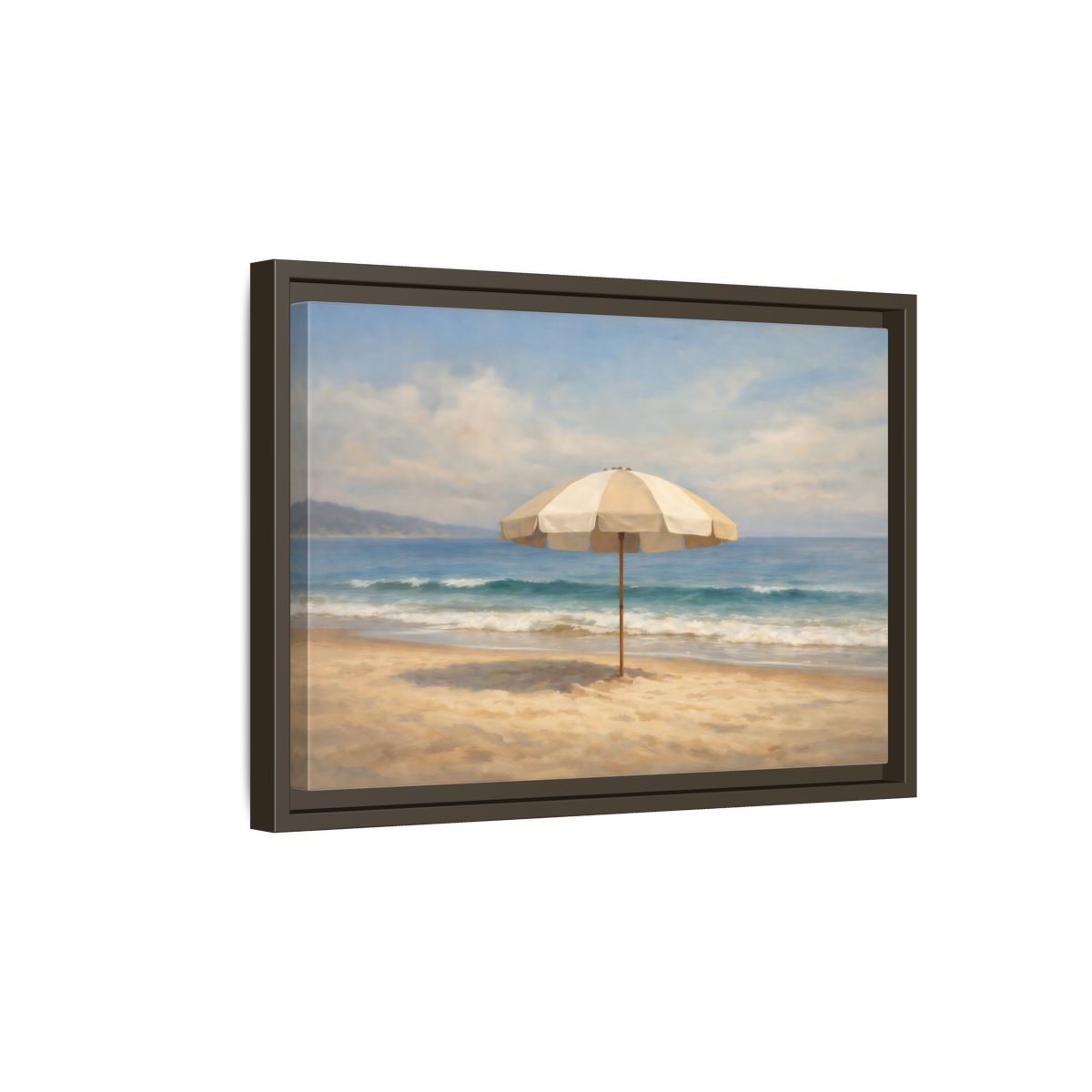 Side Mockup 5. Nature Beach Umbrella Coastal Beach shown as stretched canvas wall art