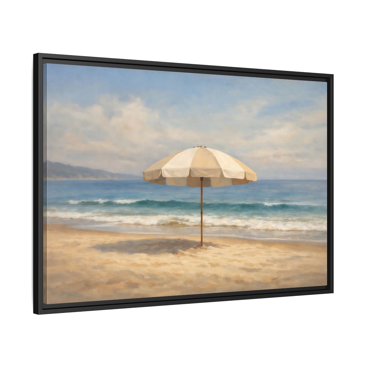 Side Mockup 13. Nature Beach Umbrella Coastal Beach shown as stretched canvas wall art