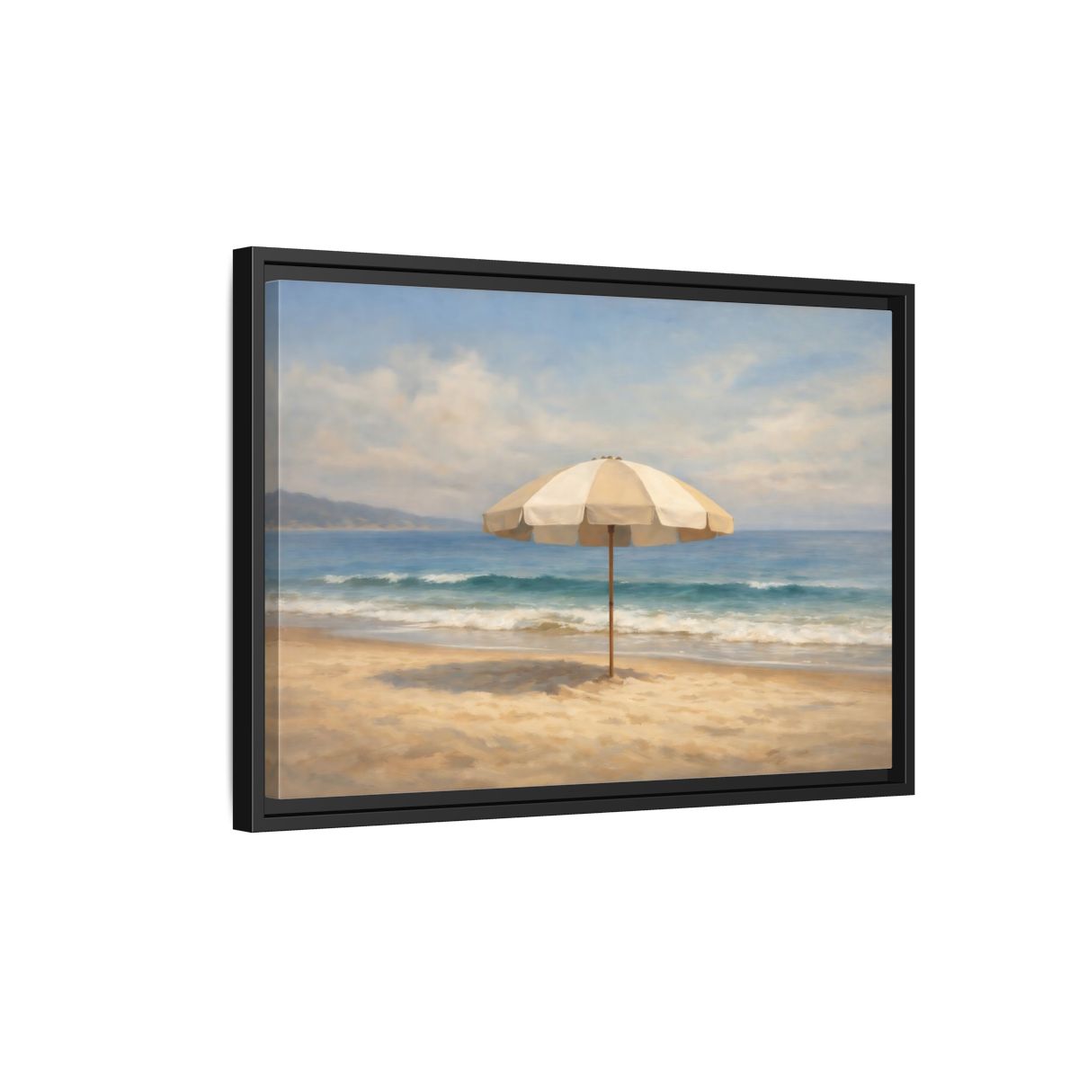 Side Mockup 3. Nature Beach Umbrella Coastal Beach shown as stretched canvas wall art