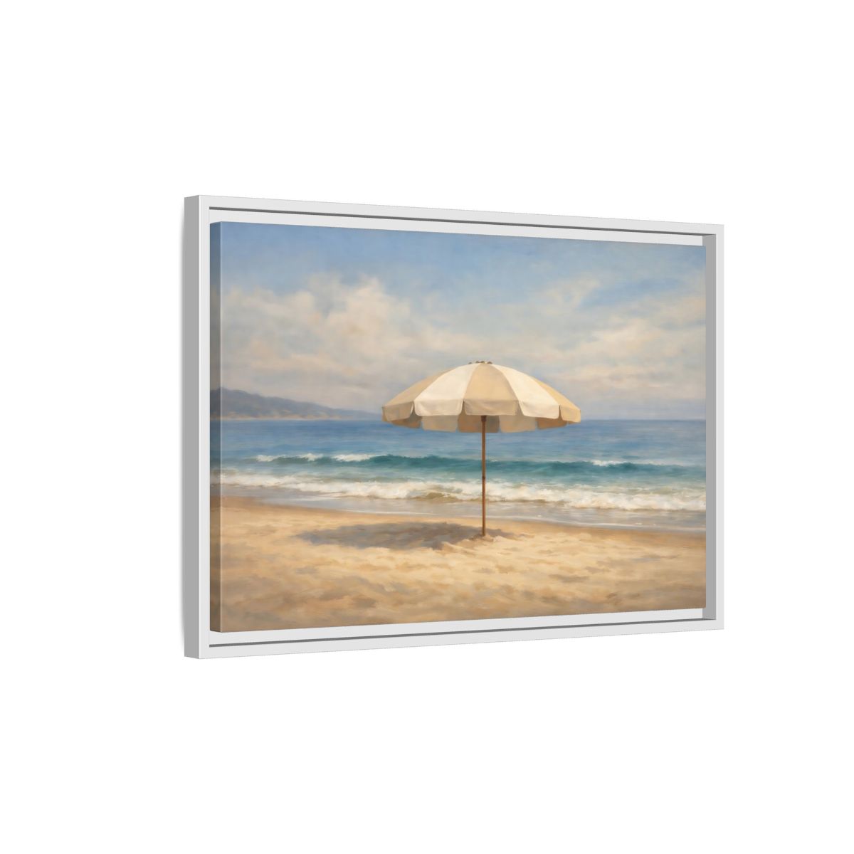 Side Mockup 1. Nature Beach Umbrella Coastal Beach shown as stretched canvas wall art