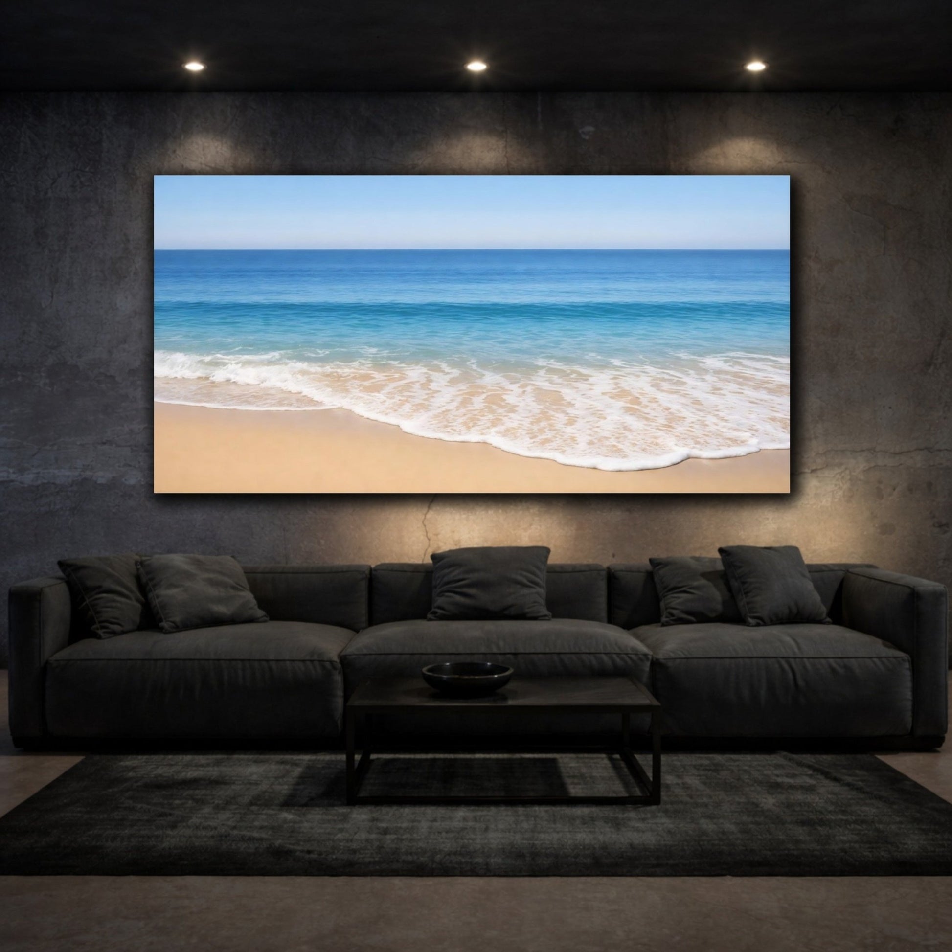 Nature Beach Waves Blue Ocean - Canvas Wall Art Print - YesArtYes