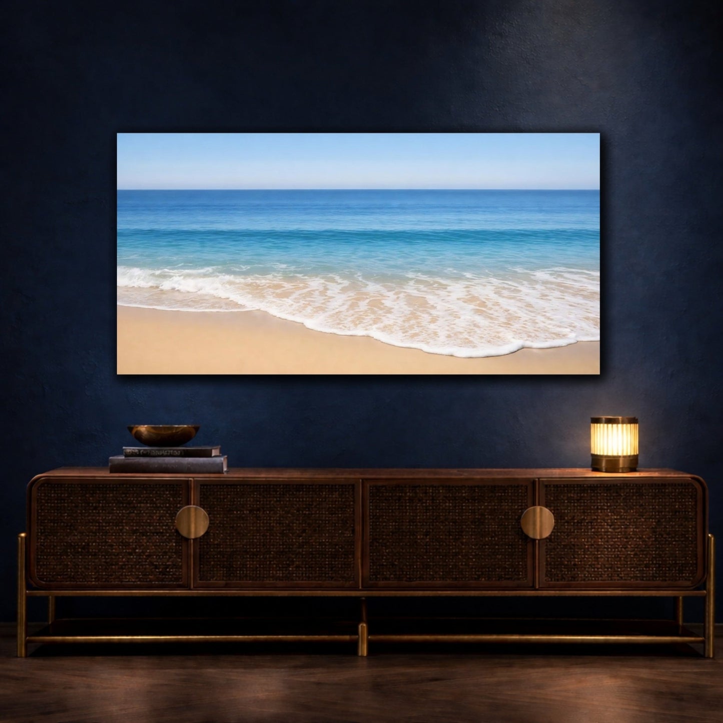 Nature Beach Waves Blue Ocean - Canvas Wall Art Print - YesArtYes