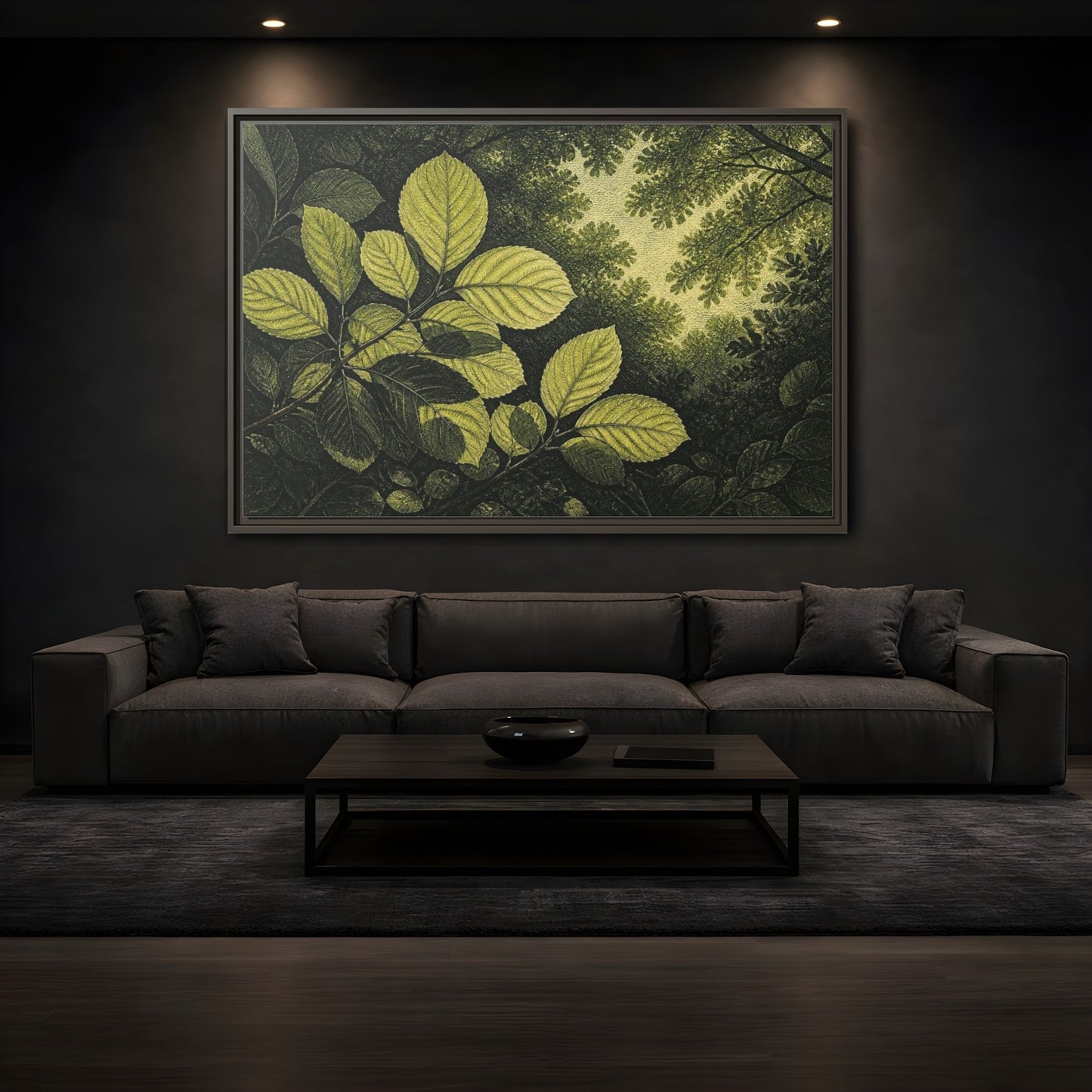 Mockup 3. Nature Beech Leaf Canopy shown as framed canvas print