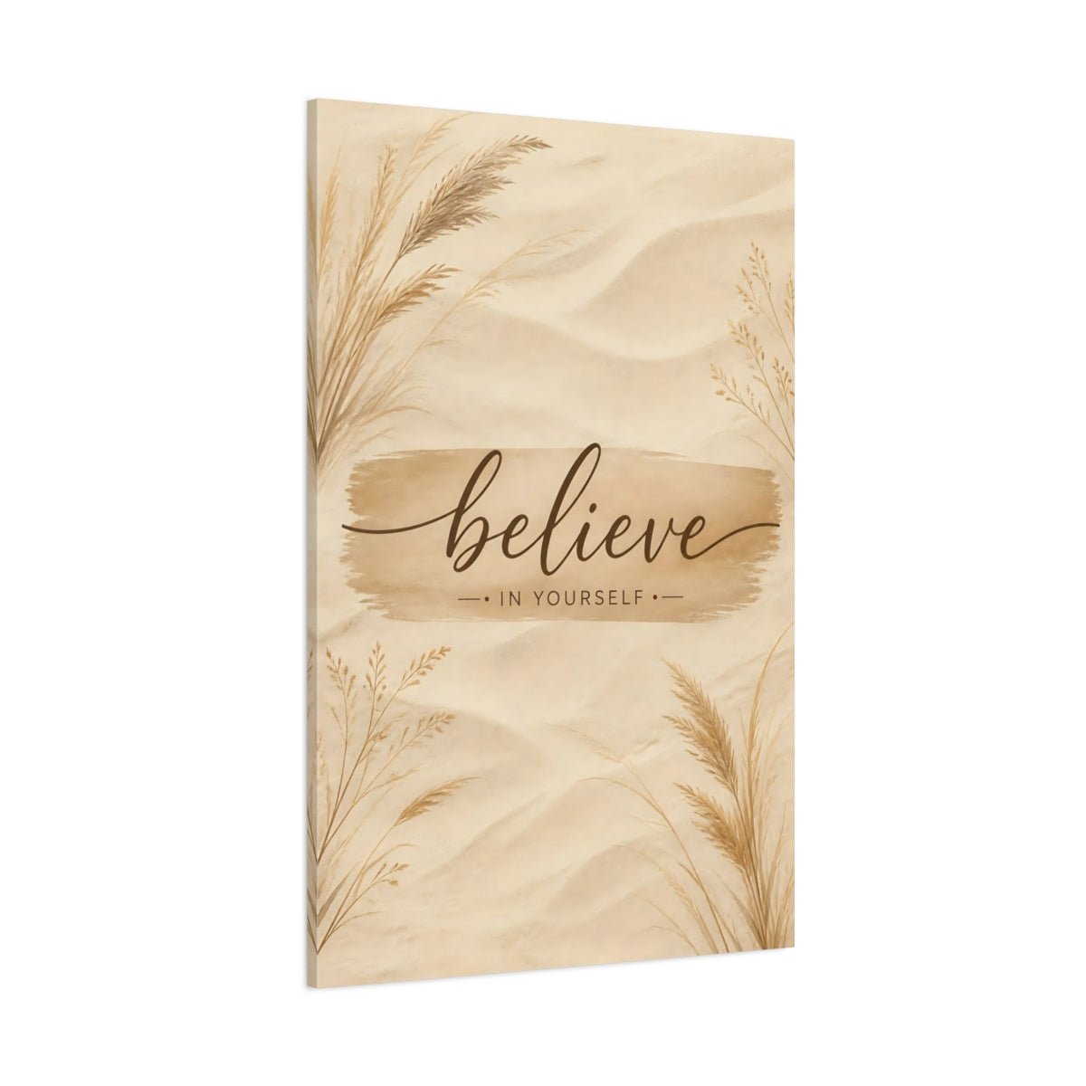 Nature Believe Quote Brown Beige Canvas Wall Art Print – Boho Living Room, Above Fireplace - YesArtYes