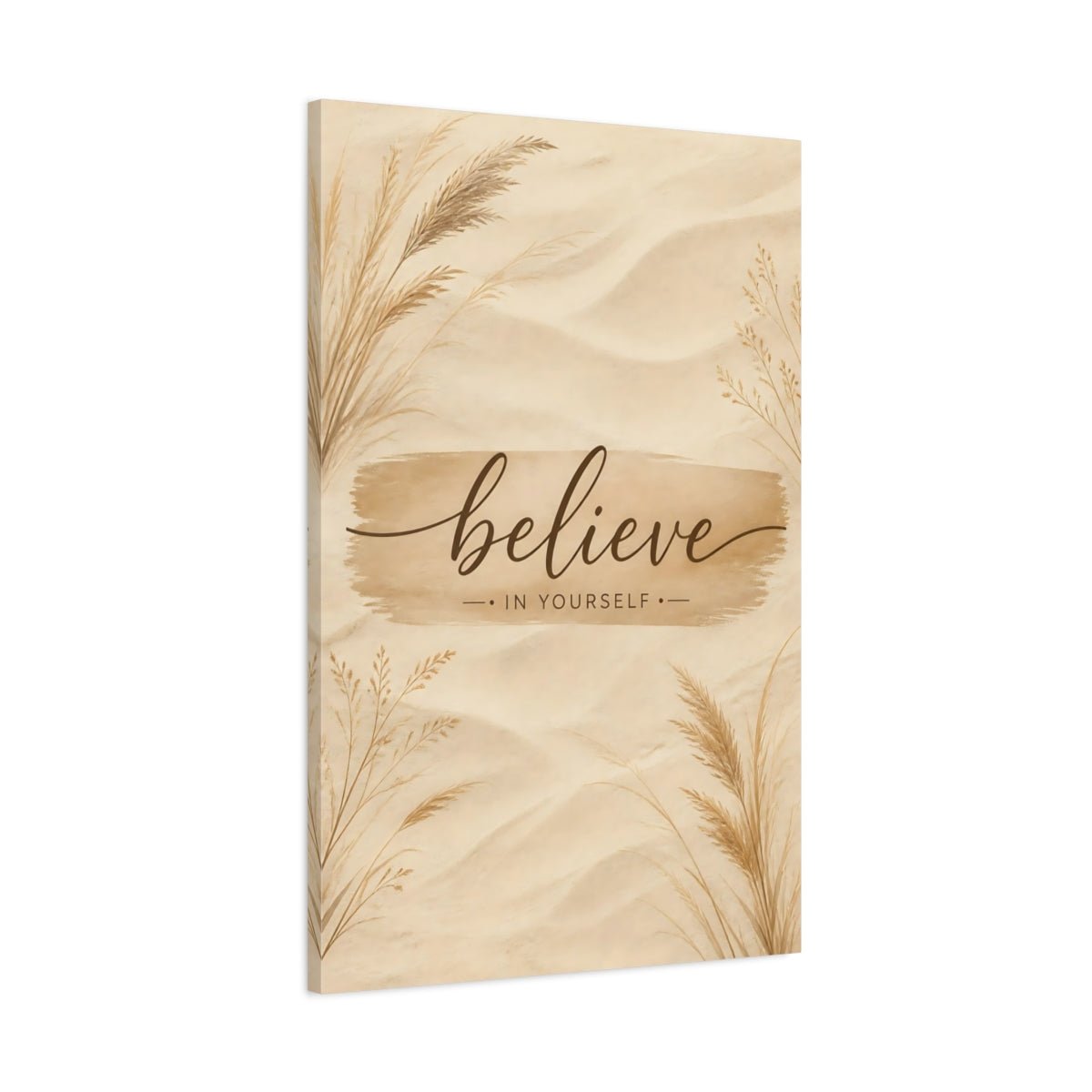 Nature Believe Quote Brown Beige Canvas Wall Art Print – Boho Living Room, Above Fireplace - YesArtYes