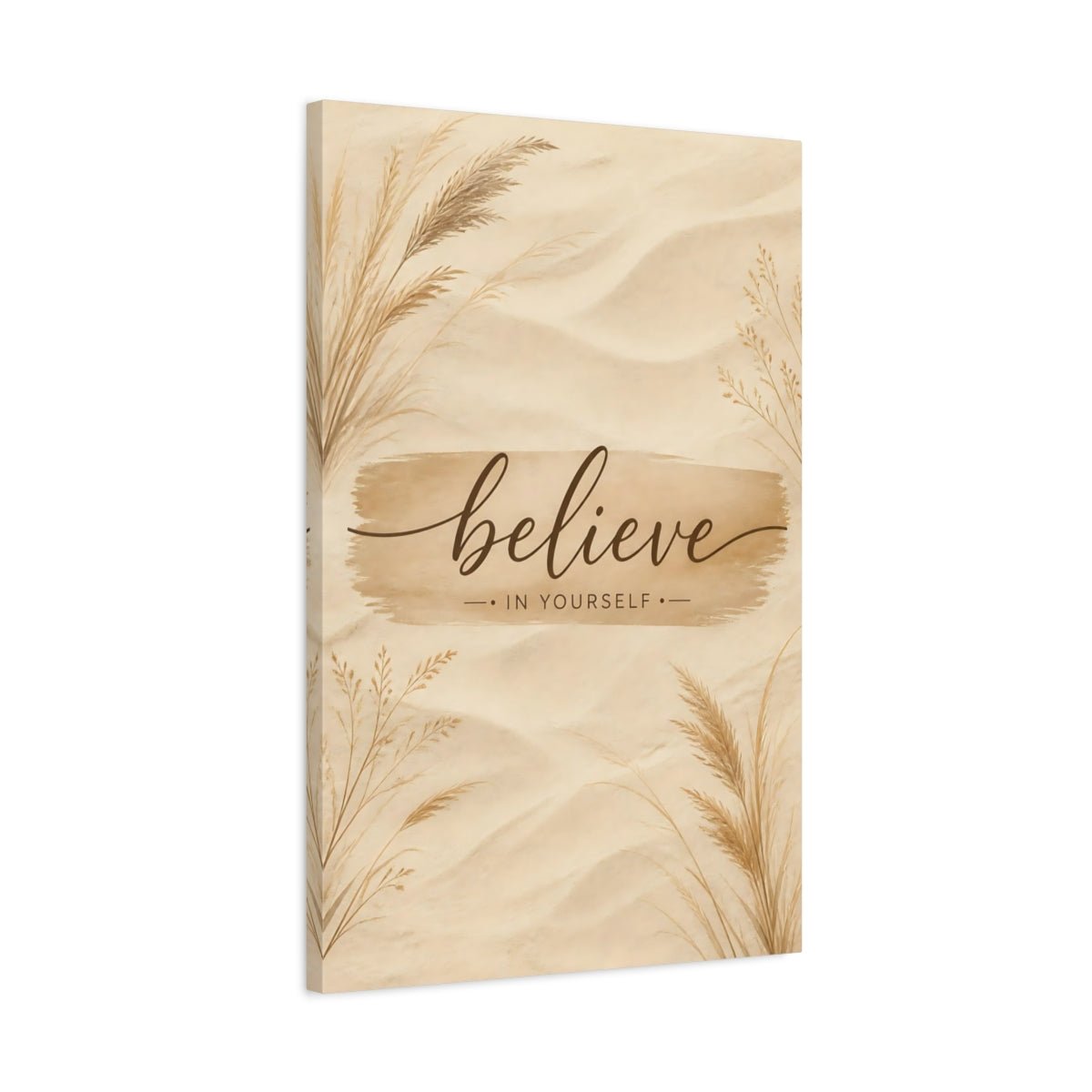 Nature Believe Quote Brown Beige Canvas Wall Art Print – Boho Living Room, Above Fireplace - YesArtYes