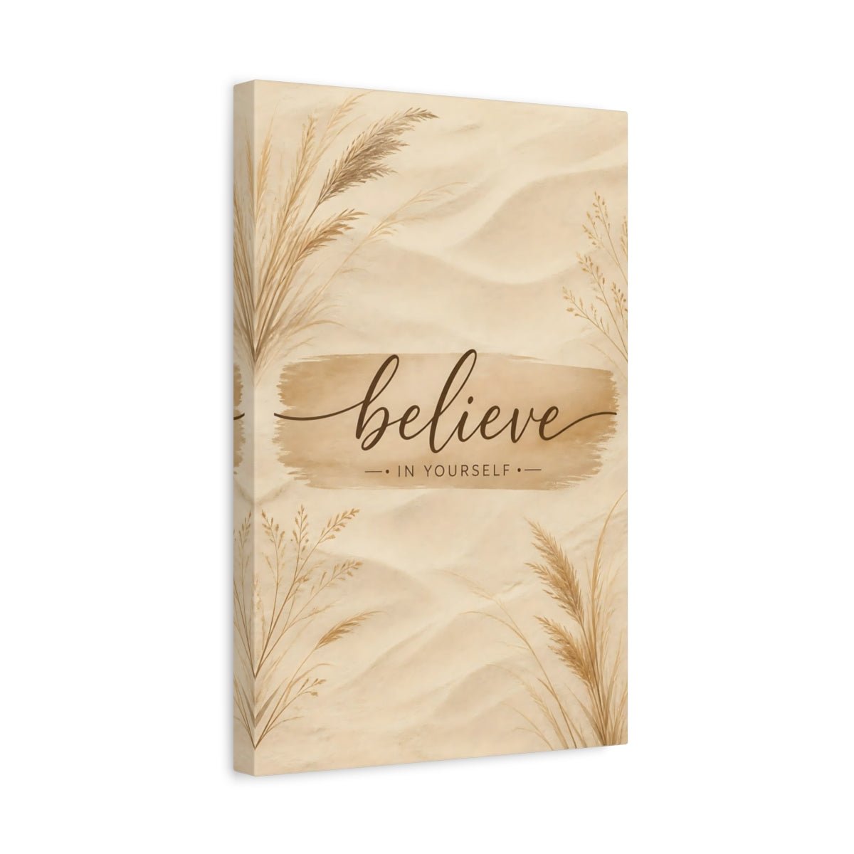 Nature Believe Quote Brown Beige Canvas Wall Art Print – Boho Living Room, Above Fireplace - YesArtYes