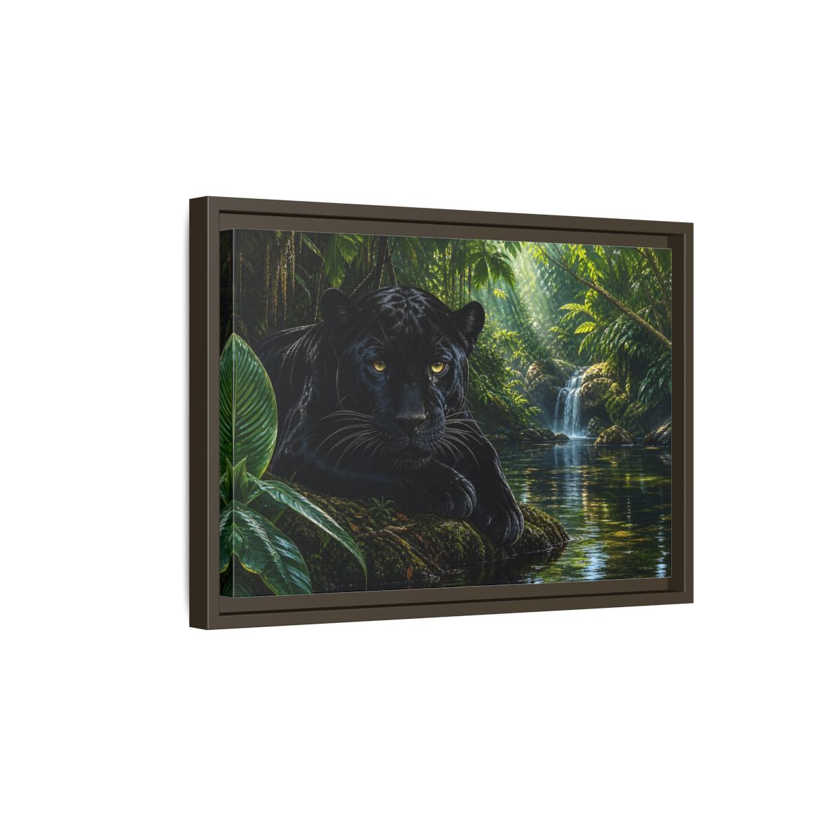 Side Mockup 5. Nature Black Panther Black Panther Jungle shown as stretched canvas wall art
