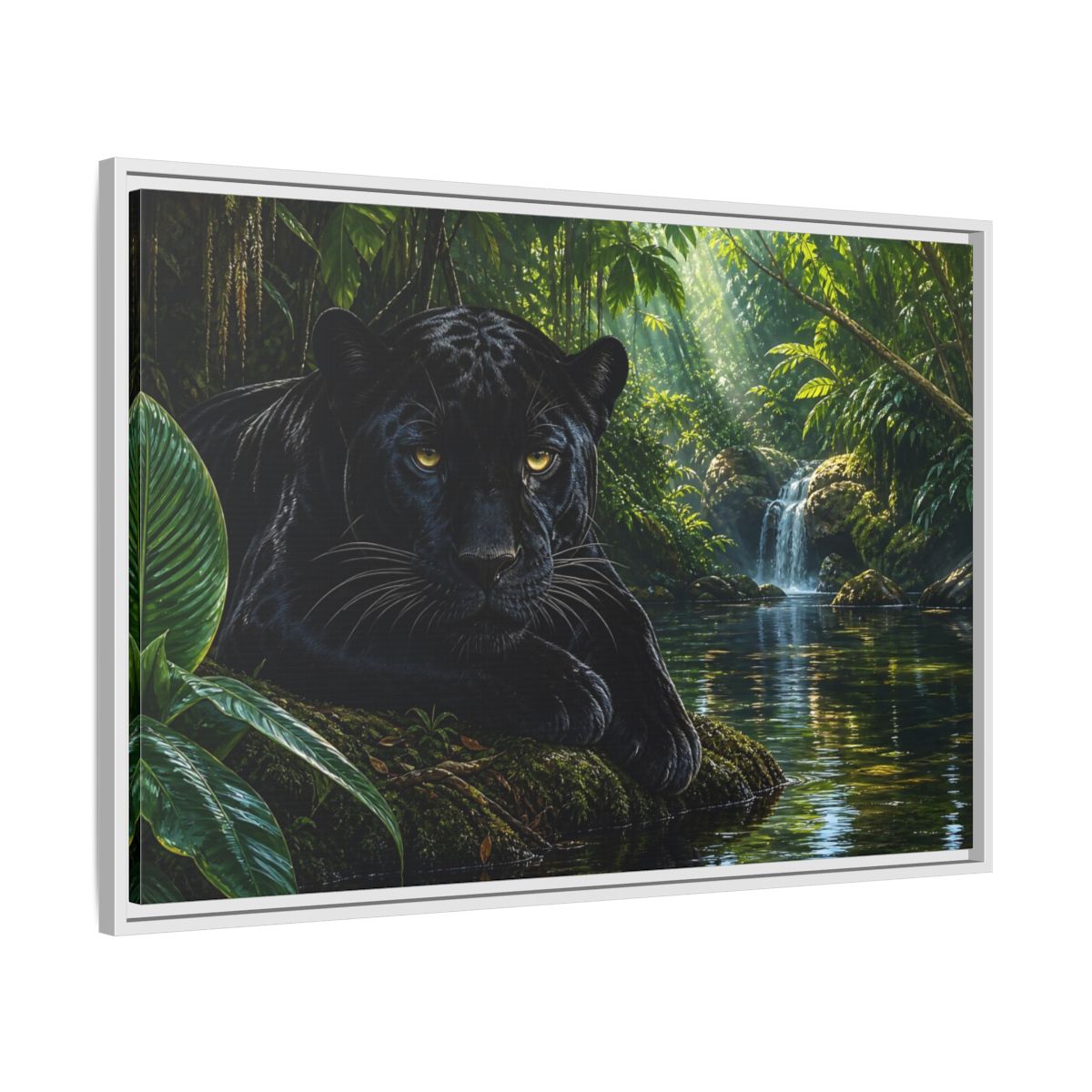 Side Mockup 9. Nature Black Panther Black Panther Jungle shown as stretched canvas wall art