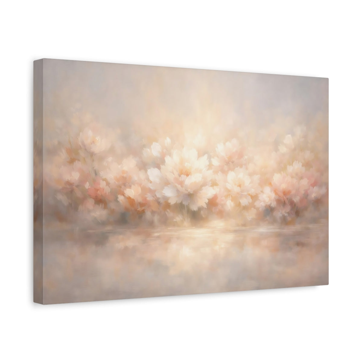 Side Mockup 4. Nature Blossoms Blush Floral shown as stretched canvas wall art
