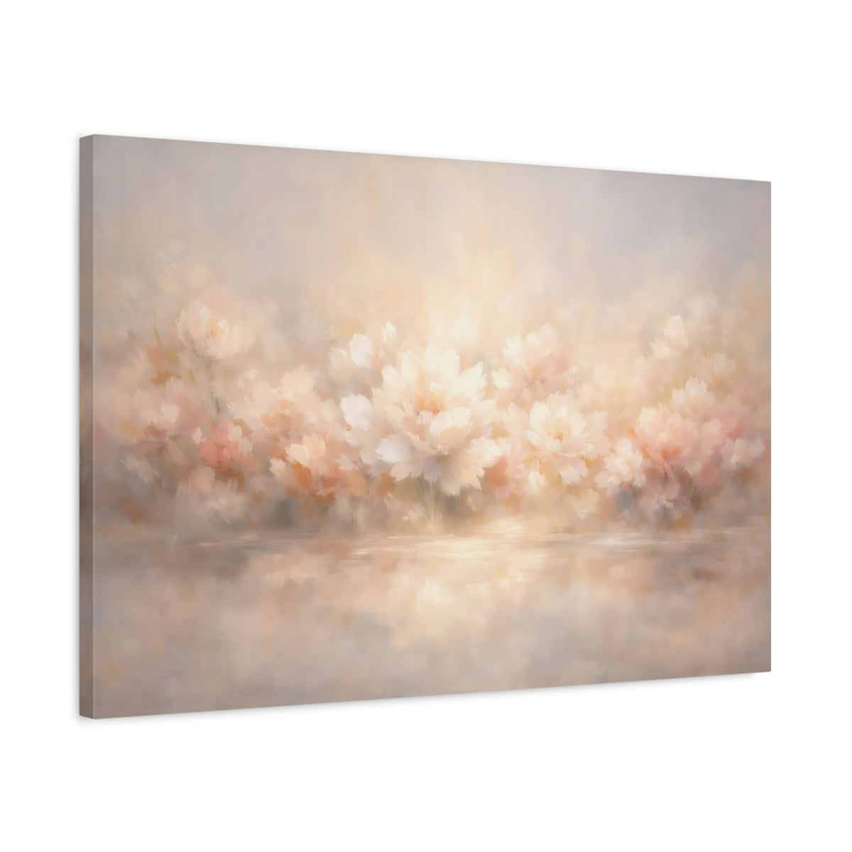 Side Mockup 2. Nature Blossoms Blush Floral shown as stretched canvas wall art