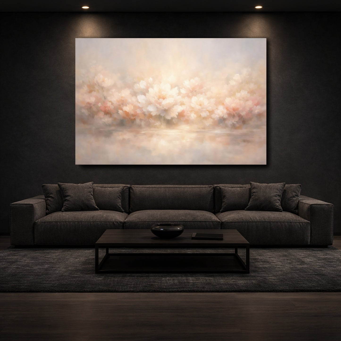Mockup 2. Nature Blossoms Blush Floral shown as stretched canvas wall art