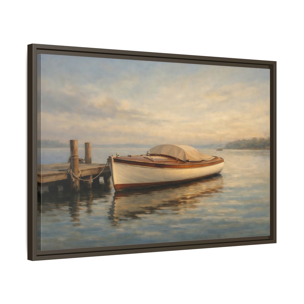 Side Mockup 11. Nature Boat Golden Coastal shown as stretched canvas wall art