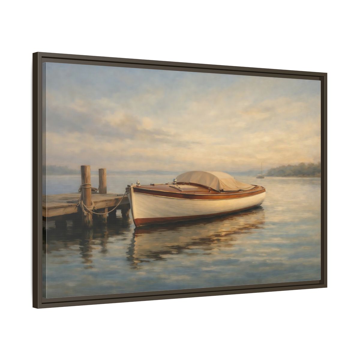 Side Mockup 9. Nature Boat Golden Coastal shown as stretched canvas wall art