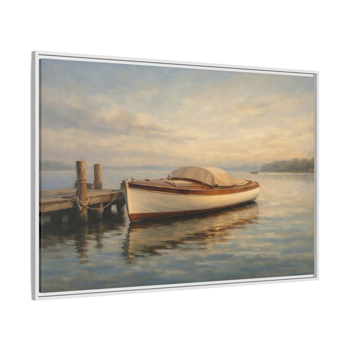 Side Mockup 7. Nature Boat Golden Coastal shown as stretched canvas wall art