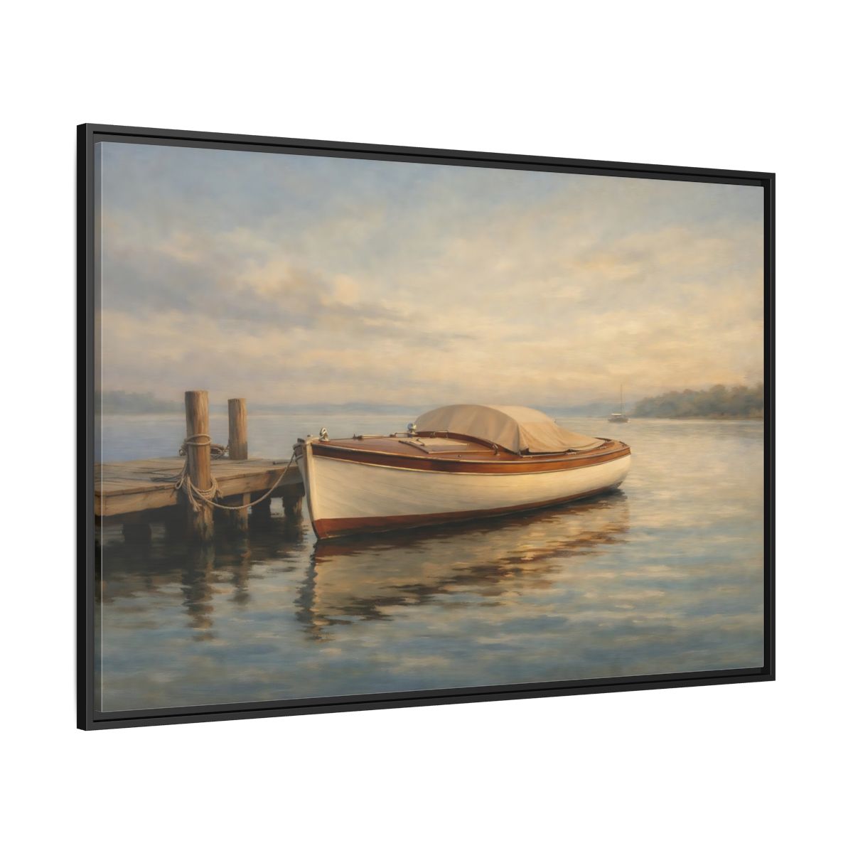Side Mockup 12. Nature Boat Golden Coastal shown as stretched canvas wall art