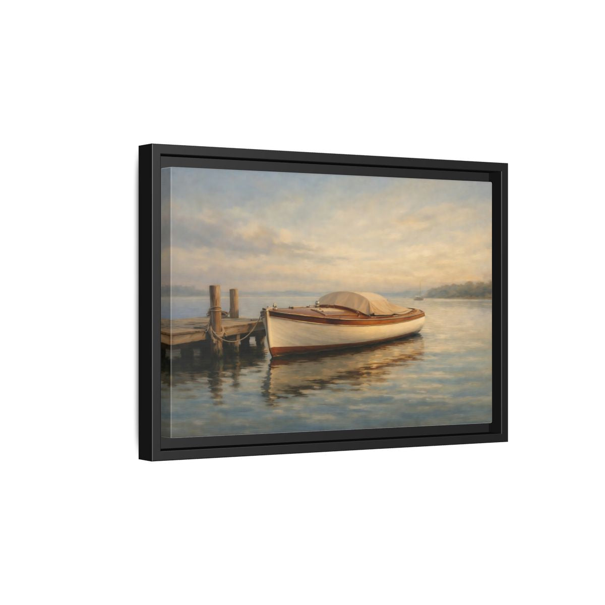 Side Mockup 6. Nature Boat Golden Coastal shown as stretched canvas wall art