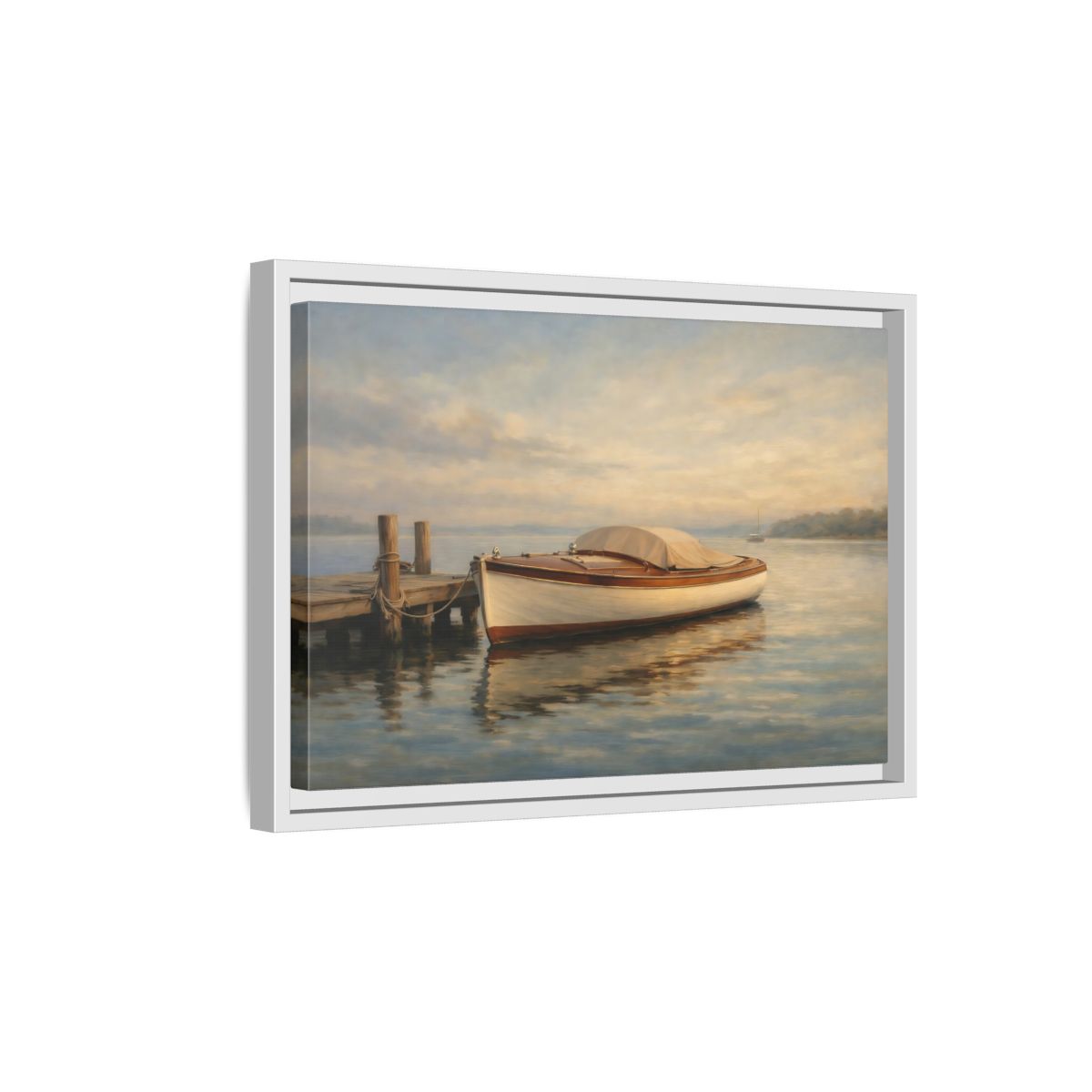 Side Mockup 4. Nature Boat Golden Coastal shown as stretched canvas wall art