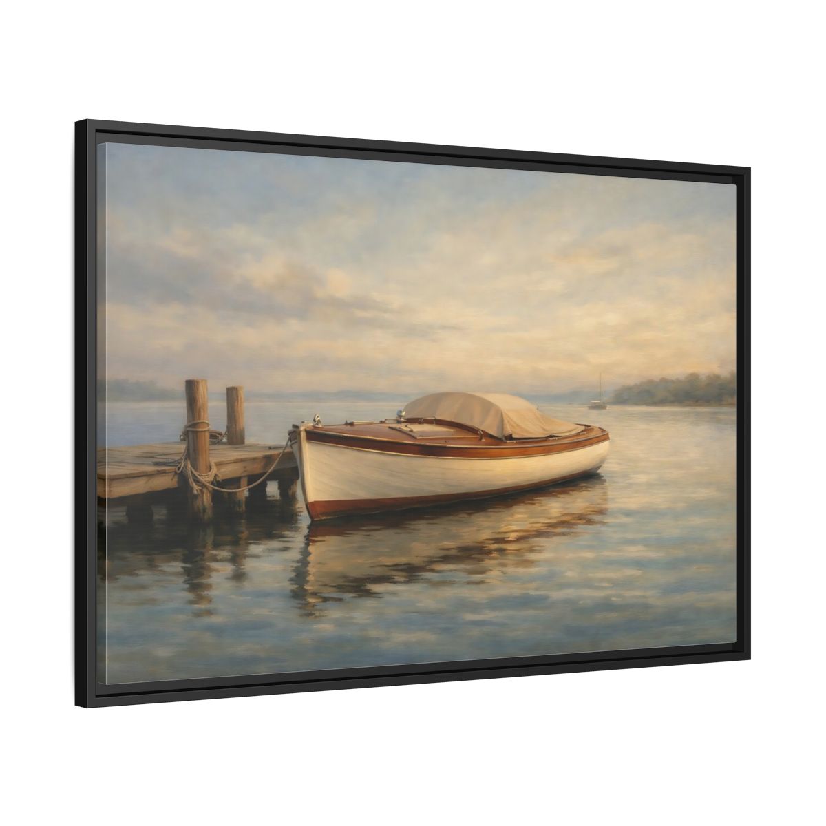 Side Mockup 13. Nature Boat Golden Coastal shown as stretched canvas wall art