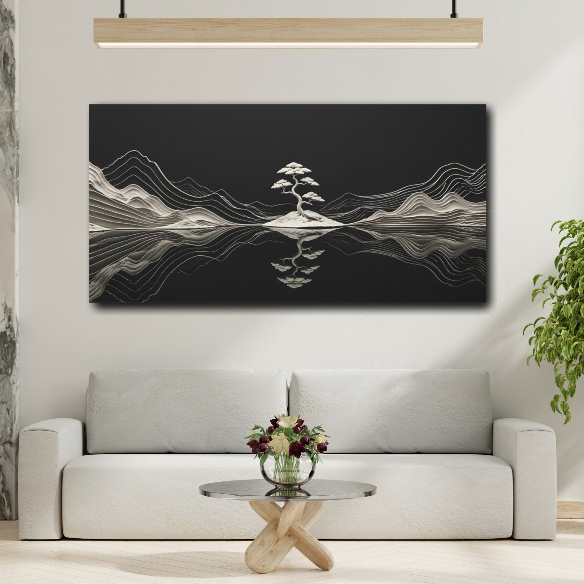 bonsai tree canvas art Minimalist Bonsai Tree Canvas Wall Art