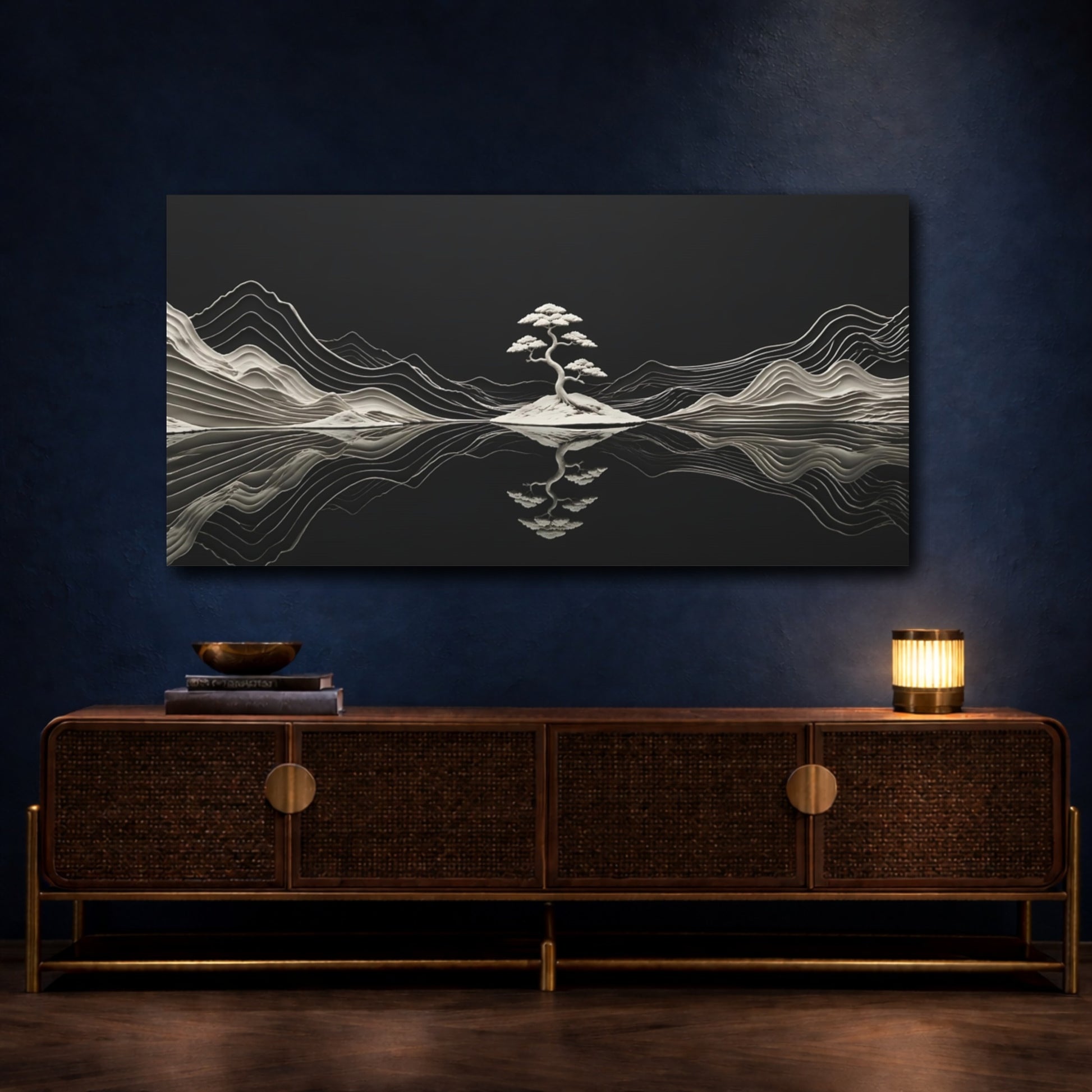 bonsai tree canvas art Minimalist Bonsai Tree Canvas Wall Art