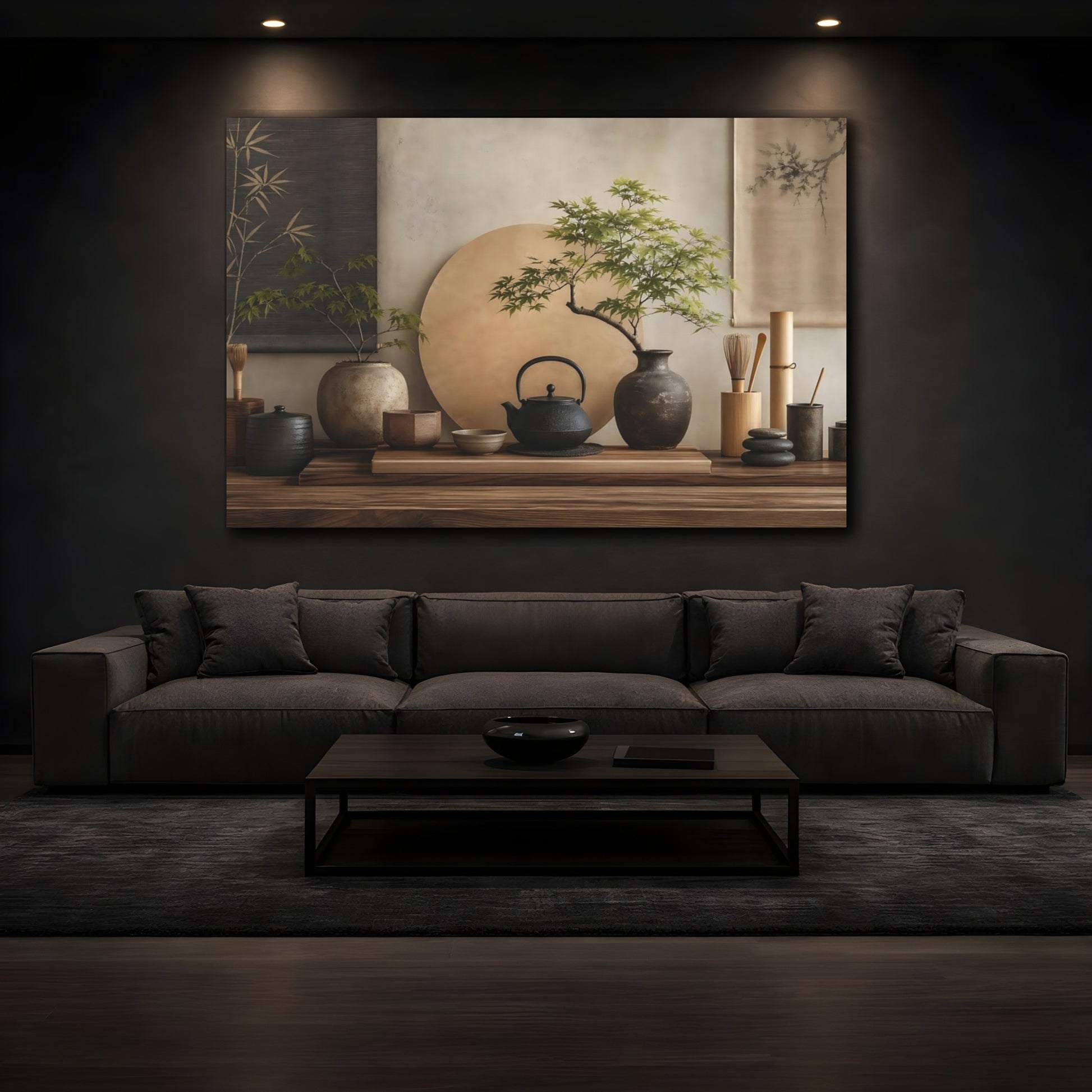 Mockup 4. Nature Bonsai Tree Earthy Zen Decor shown as stretched canvas wall art