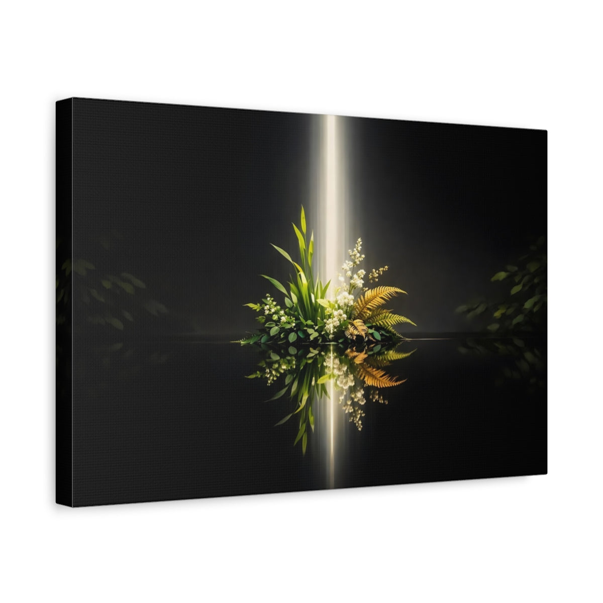 Side Mockup 4. Nature Botanical Arrangement Botanical Light Black shown as stretched canvas wall art
