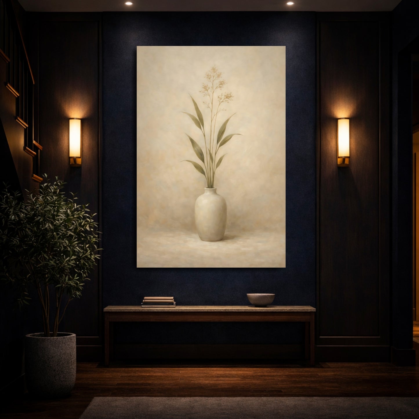 Mockup 3. Nature Botanical Art Neutral Botanical shown as stretched canvas wall art