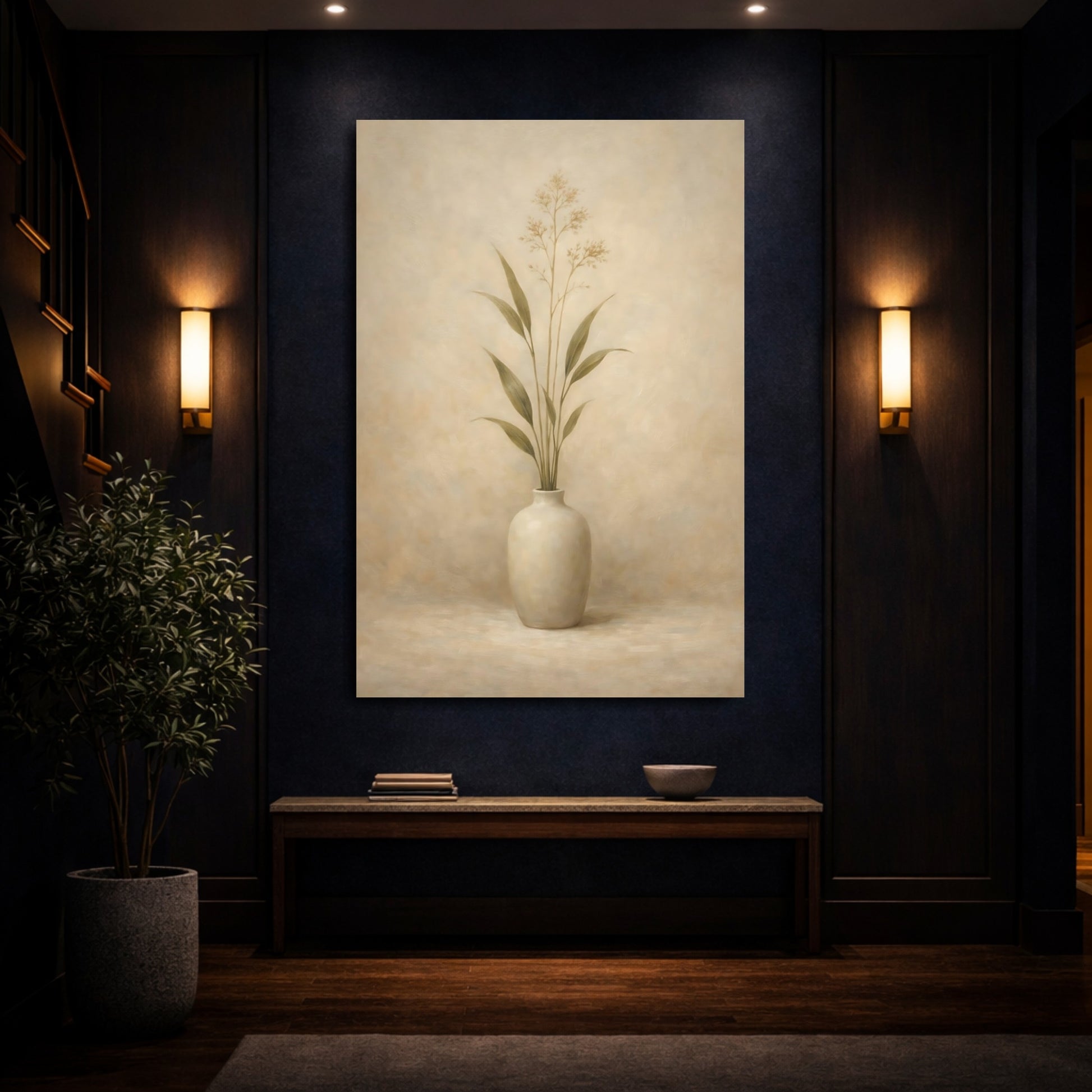 Mockup 3. Nature Botanical Art Neutral Botanical shown as stretched canvas wall art