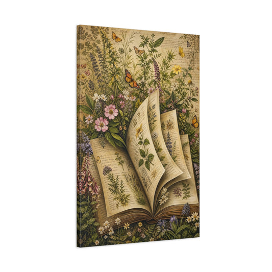 Main Mockup. Nature Botanical Book Vintage Botanical shown as stretched canvas wall art