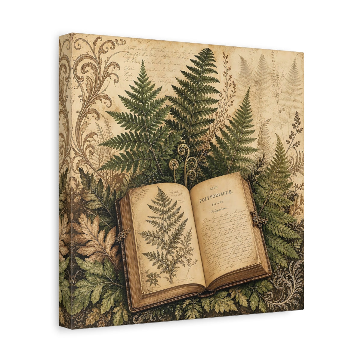 Side Mockup 8. Nature Botanical Book Vintage Botanical shown as stretched canvas wall art