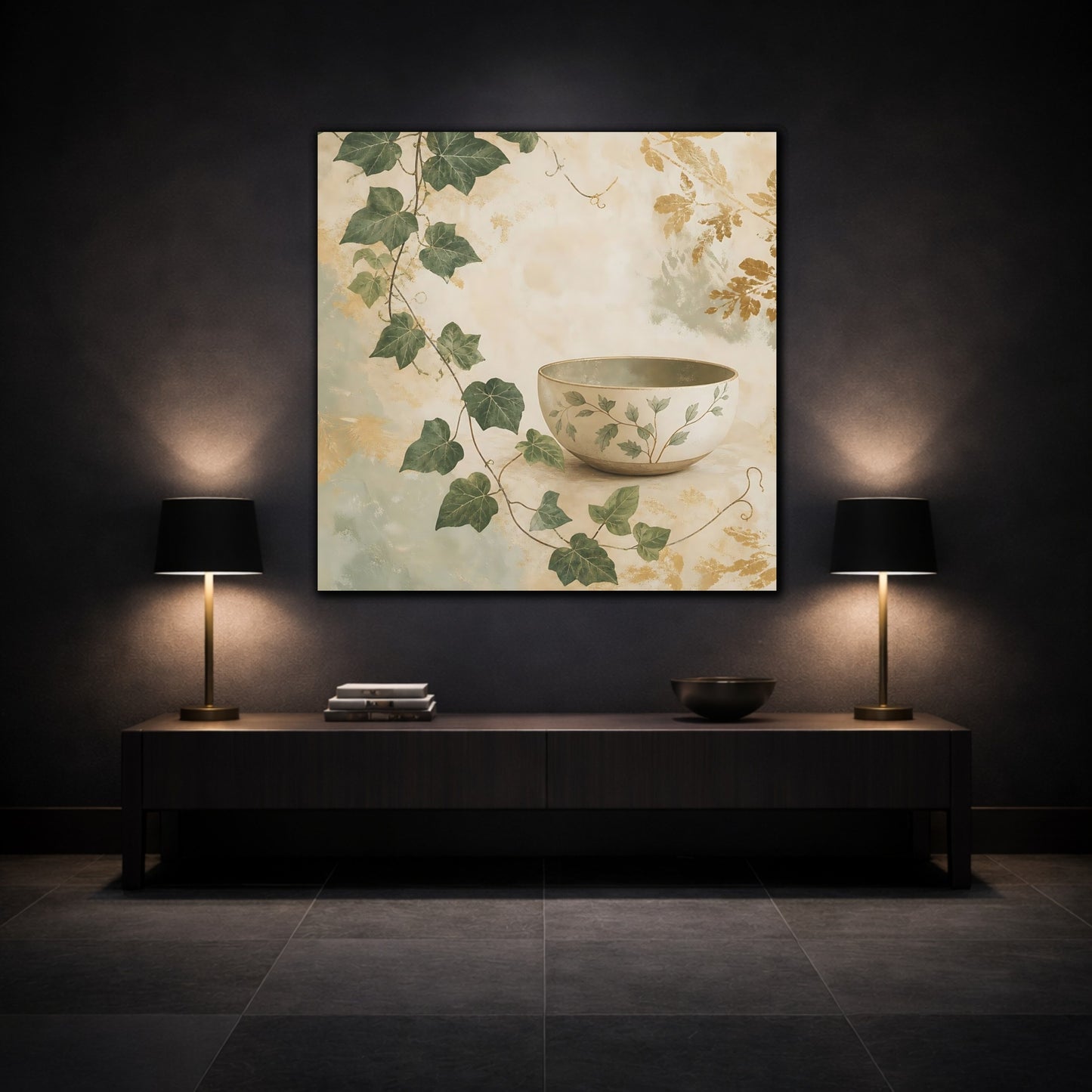 Mockup 3. Nature Botanical Bowl Earthy Botanical shown as stretched canvas wall art