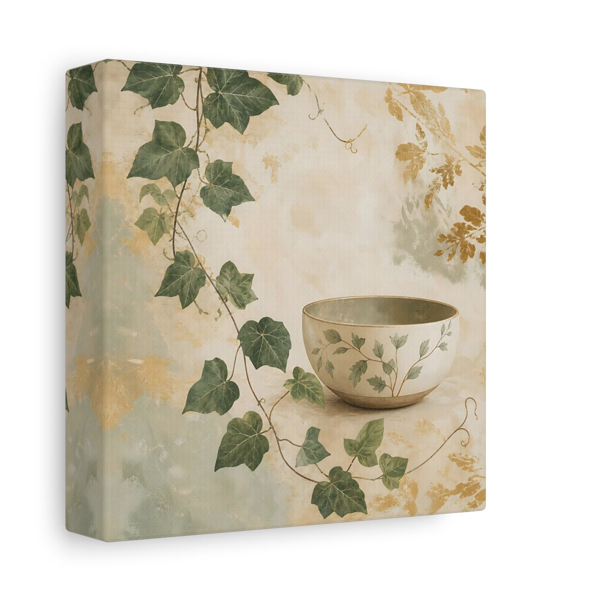 Side Mockup 2. Nature Botanical Bowl Earthy Botanical shown as stretched canvas wall art