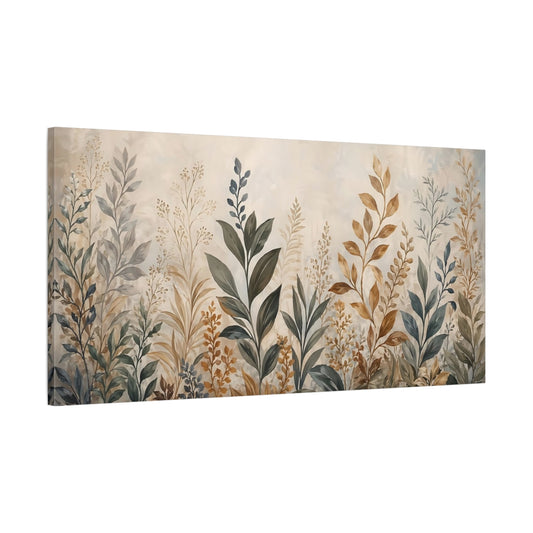 Main Mockup. Nature Botanical Leaves Earthy Botanical shown as stretched canvas wall art