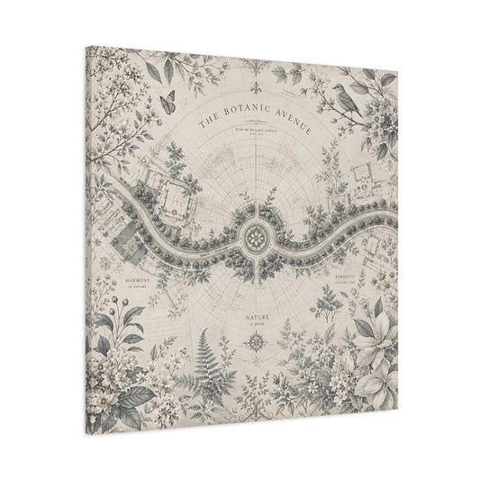 Main Mockup. Nature Botanical Map Vintage Botanical shown as stretched canvas wall art