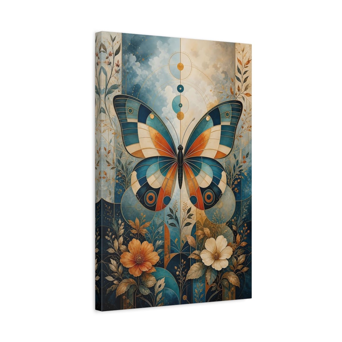 Nature Butterfly Blue And Orange Canvas Wall Art Print – Deco Living Room, Above Couch - YesArtYes