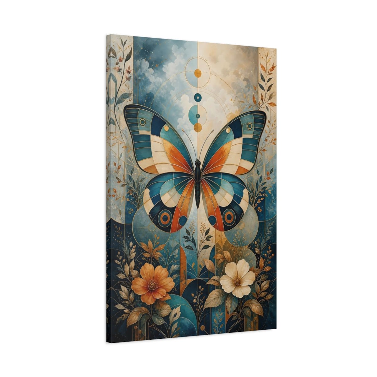 Nature Butterfly Blue And Orange Canvas Wall Art Print – Deco Living Room, Above Couch - YesArtYes