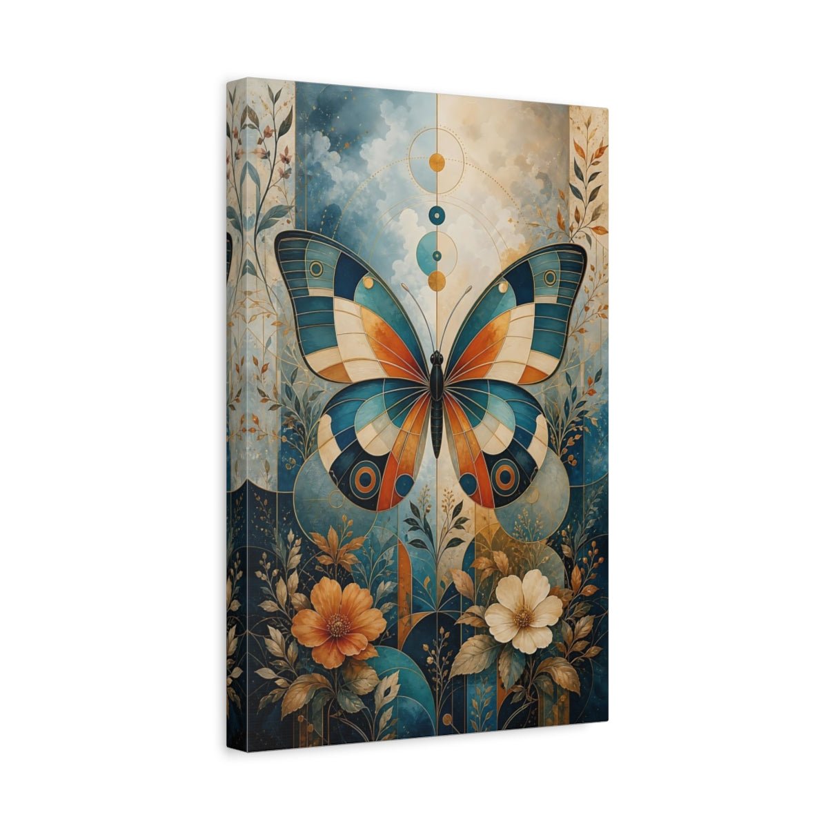 Nature Butterfly Blue And Orange Canvas Wall Art Print – Deco Living Room, Above Couch - YesArtYes