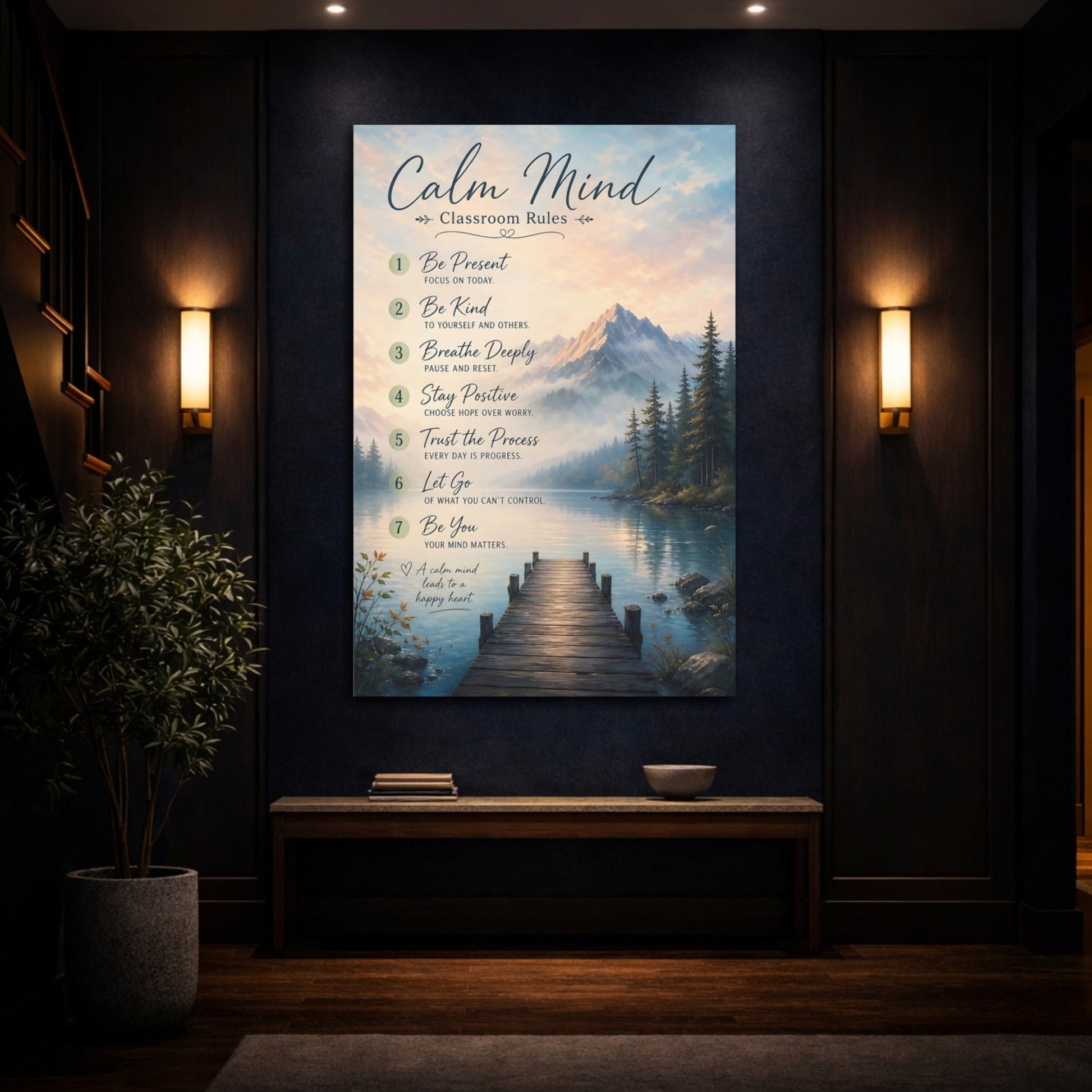 Nature Calm Mind Rules Landscape Canvas Wall Art Print – Classroom Decor, Feature - YesArtYes